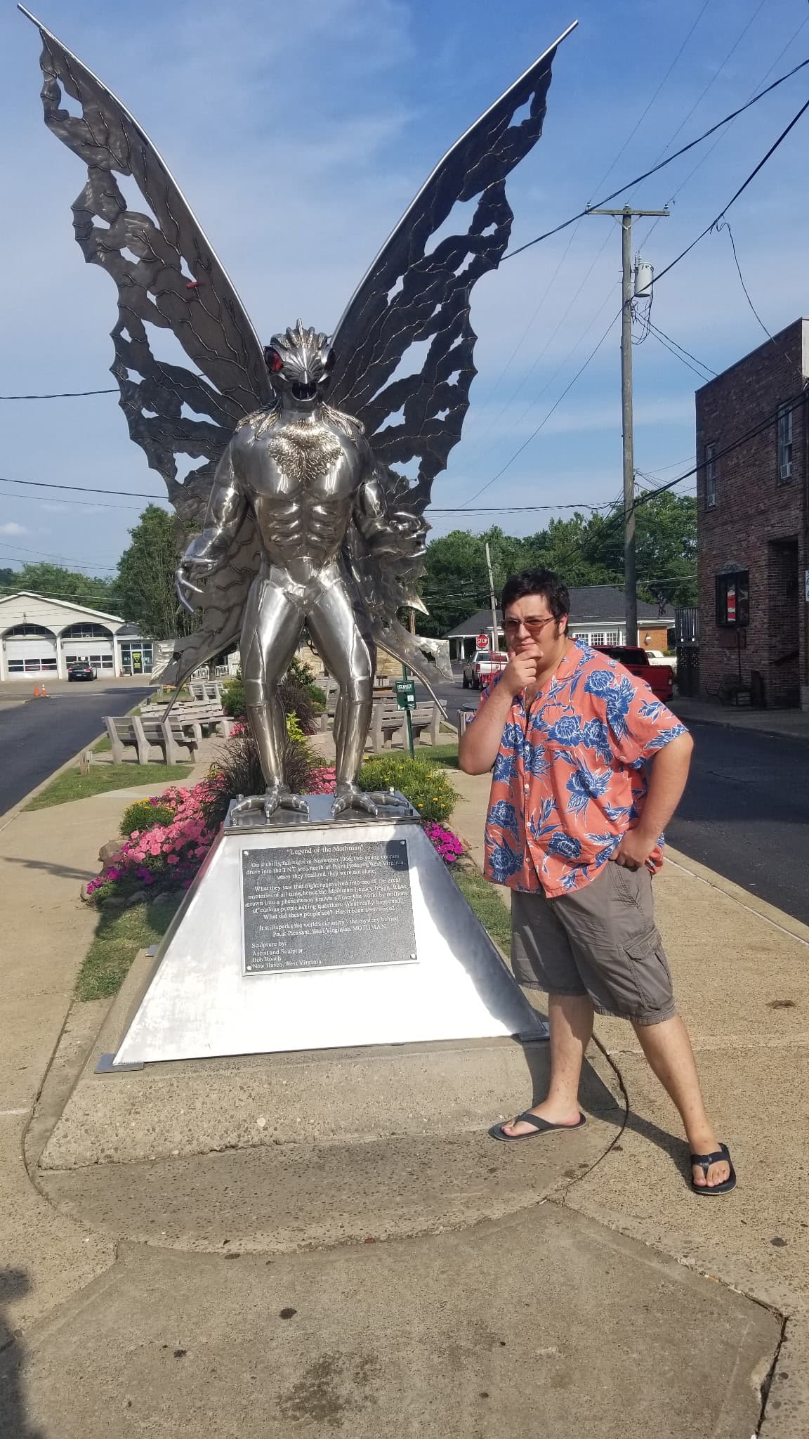 David at the Mothman statue in Point Pleasant, West Virginia
