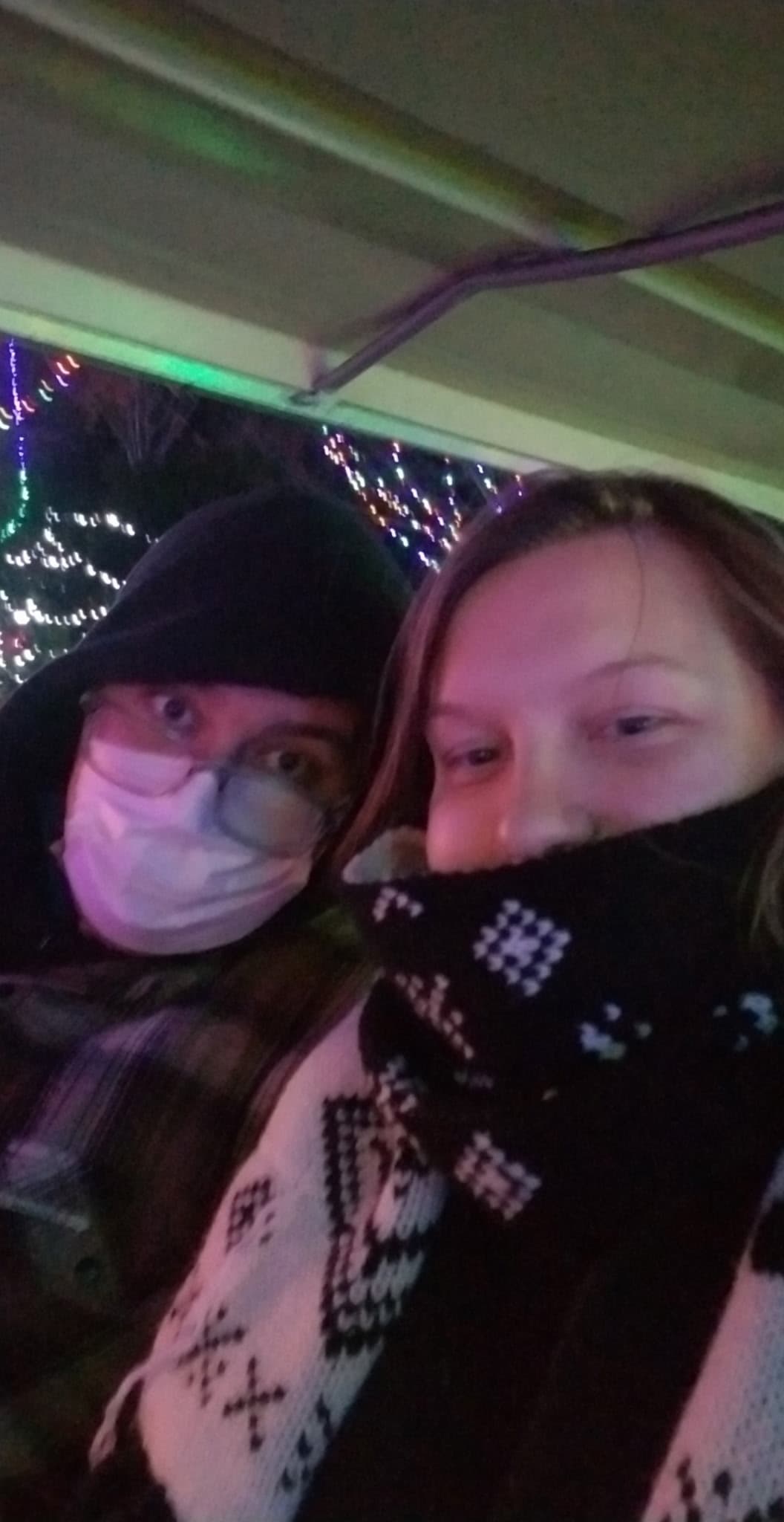 David and Jennifer at a holiday lights display