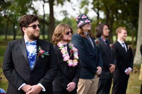 David with his groomsmen at his wedding