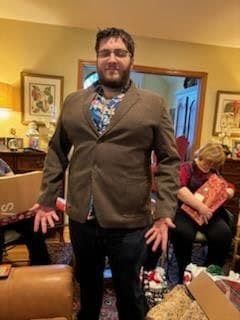 David dressed up for a holiday gathering