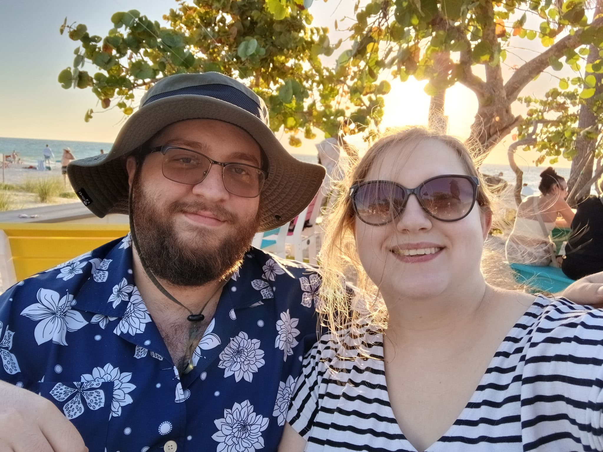 David and Jennifer at the beach at sunset